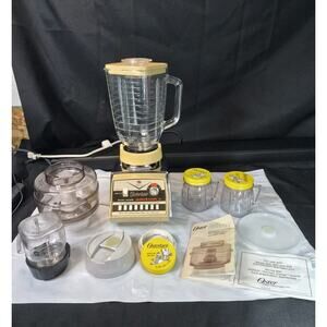 Vintage Osterizer Imperial Pulse Matic 16 Blender 864 w/extra Food Processor Att